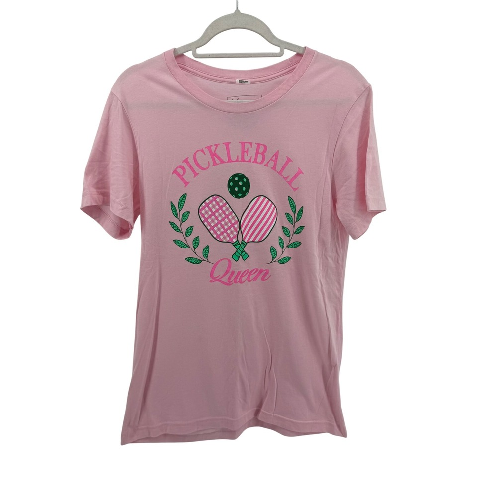 Lulu Mac Womens Pink Pickleball Queen Graphic T-Shirt‎ Top Tee Size M